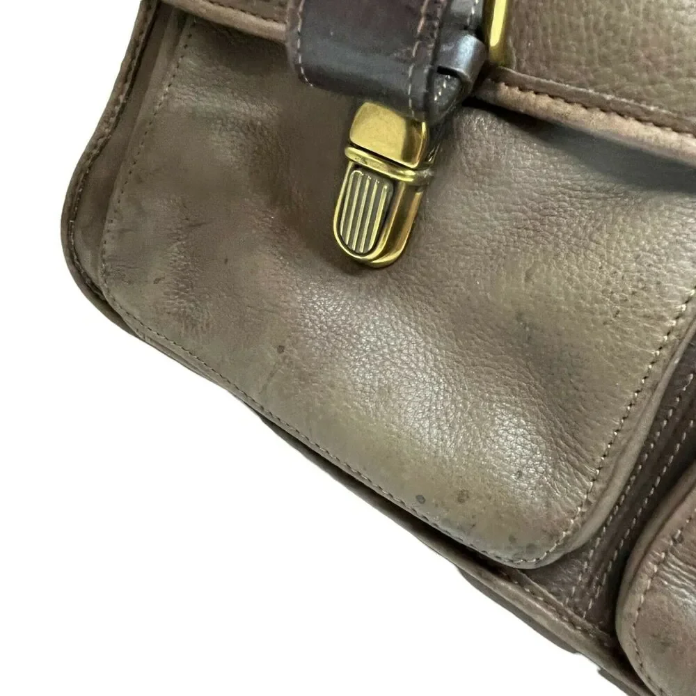 Fossil Mens Brown Leather Distressed Top Handle Satchel Briefcase Messenger Bag